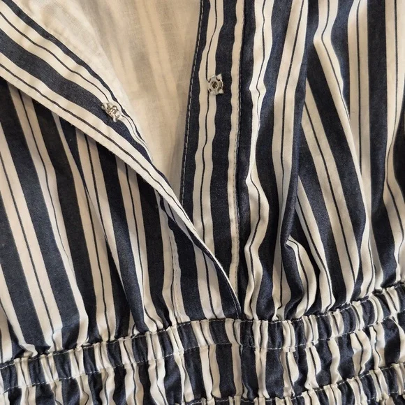 Quince 100% Organic Cotton Poplin Tiered Maxi Dress in Hudson Stripe, Small - Picture 11 of 13